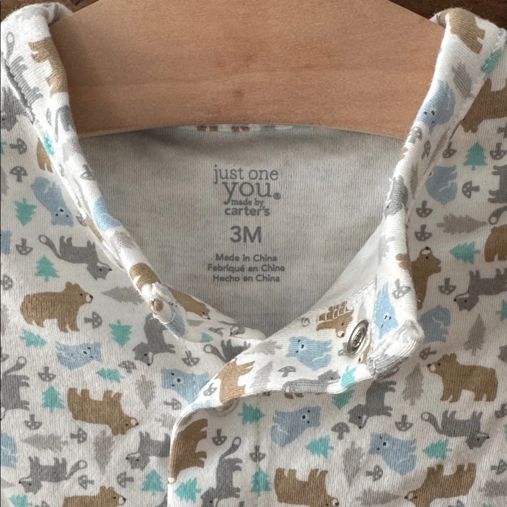 NWT Carter's Baby Boy 4-Piece Bear Sleep & Play Take Home Bundle - 3M